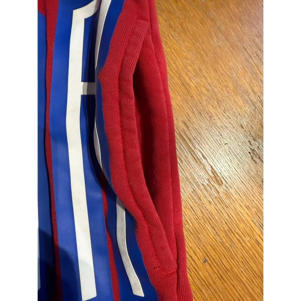Jordan Hoodie Mens‎ L Red Blue JOR DAN Split Graphic Jumpman Embroidered Logo